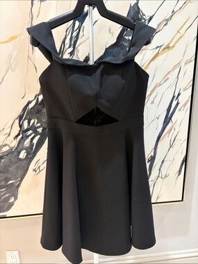 Renvy Black Cutout Fit-and-Flare Mini Dress